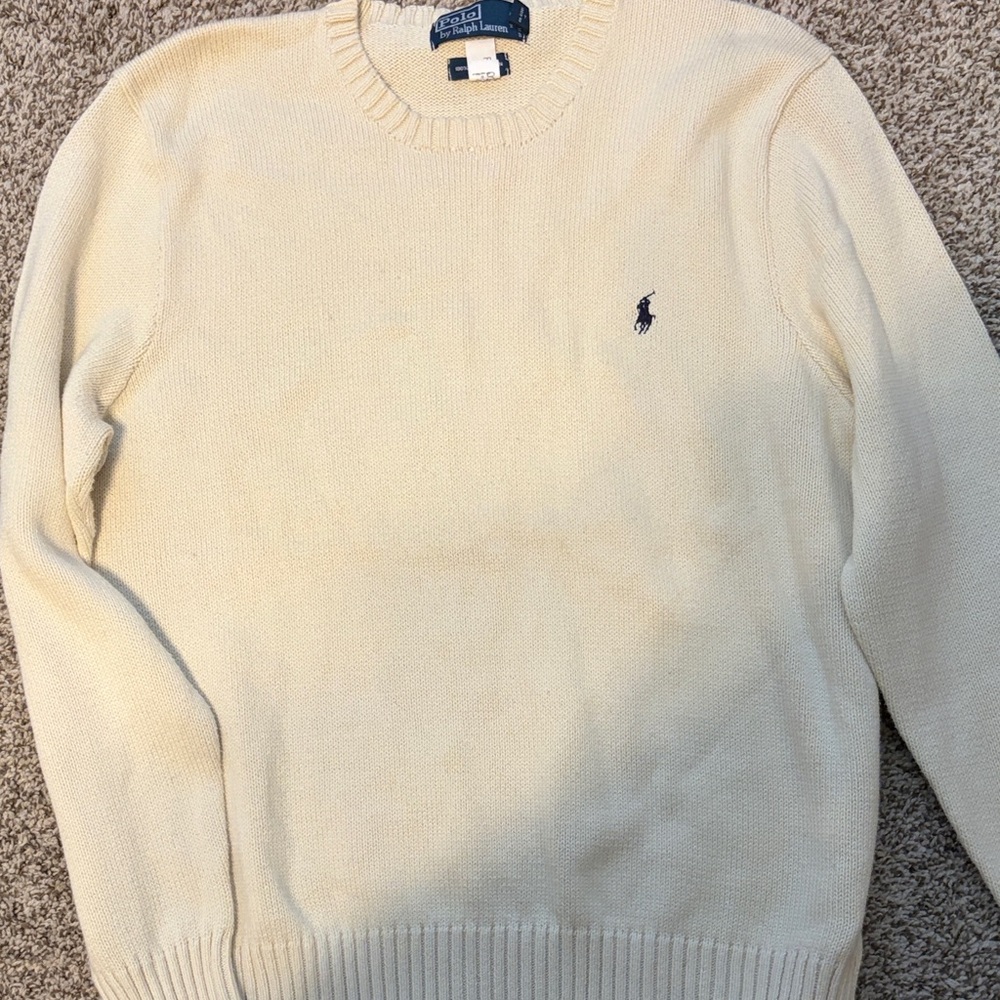 Polo by Ralph Lauren Men's Cream Crewneck Sweater